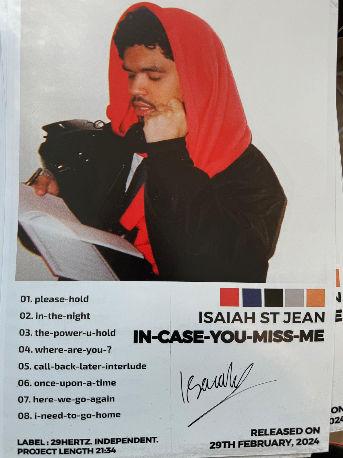 Personal Message + Signed "IN-CASE-YOU-MISS-ME" Poster A4