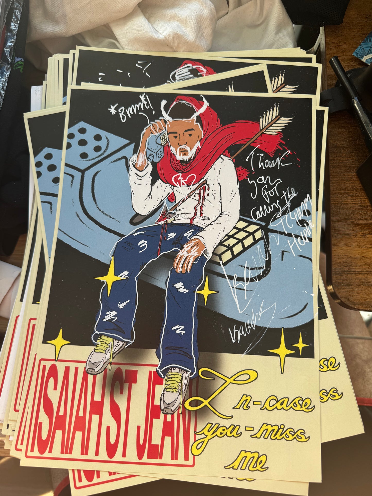 Signed/Hand Drawn Outline/ Personal Message "IN-CASE-YOU-MISS-ME" Graphic + Poster A4